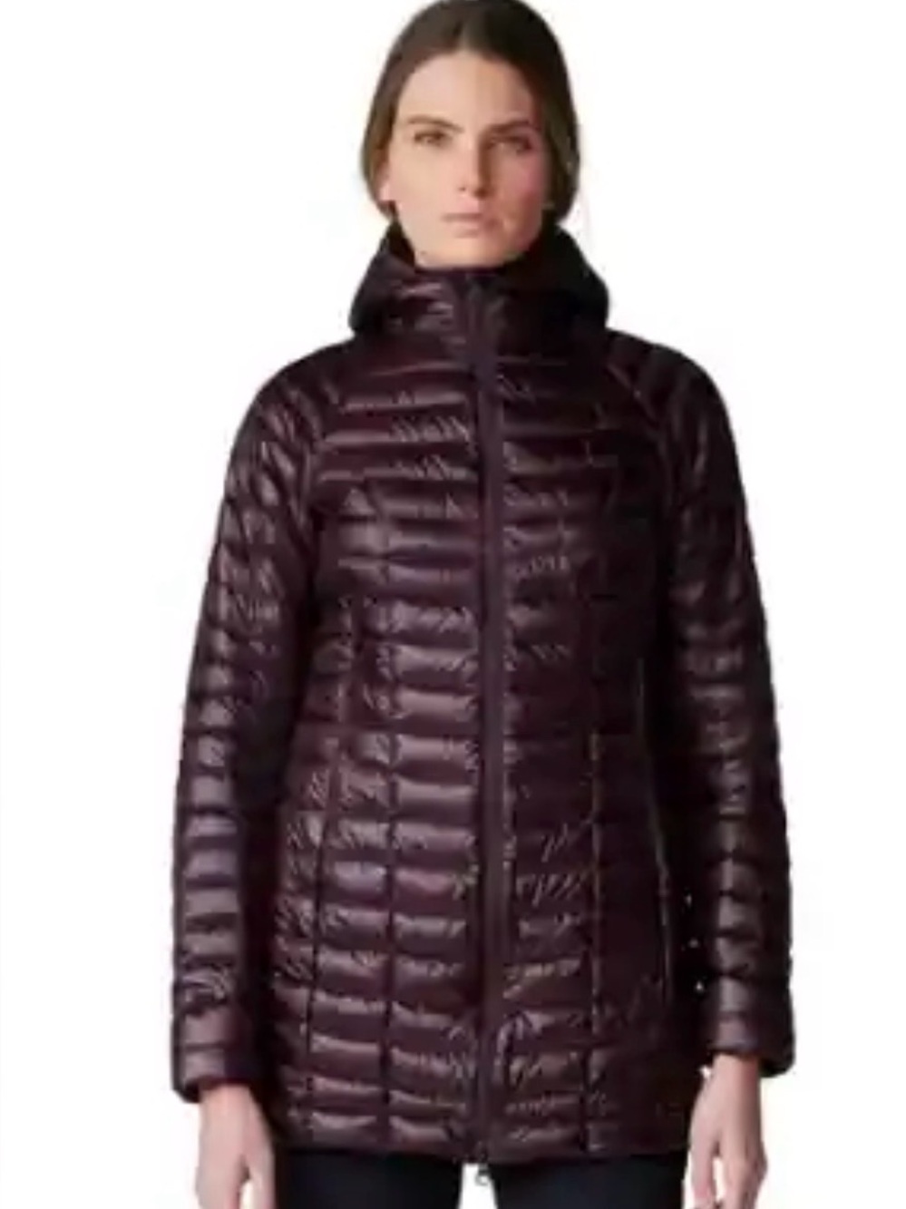 REI Women’s Maroon Hooded Packable Long Puffer Jacket